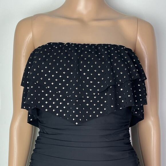 Magicsuit Stud Muffin Molly Strapless Flounce Bandeau Black One Piece Swimsuit - Picture 5 of 11